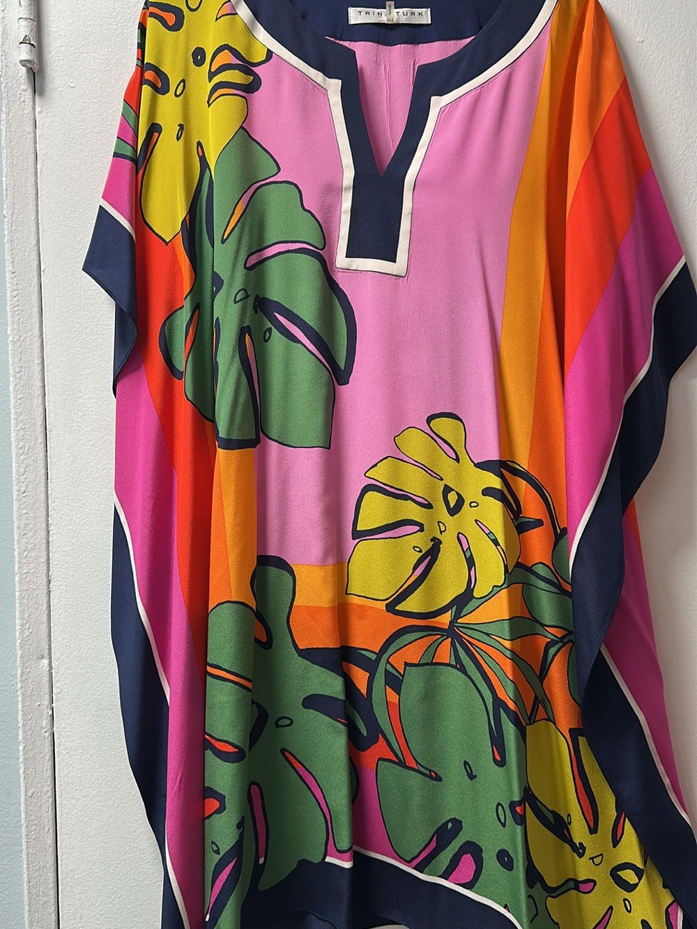 Trina Turk Pink Multicolor Tropical Midi Dress
